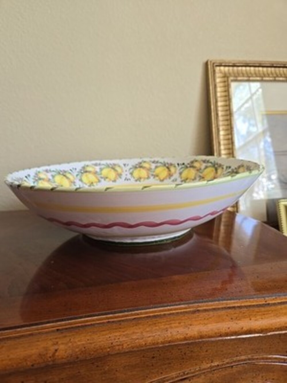 Large serving Bowl Lemons Italian Art Pottery MOMA CERAMICHE ARTIGIANALI  13.5" - Picture 4 of 6